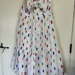 FARM rio tie halter embroidered pineapple dress.